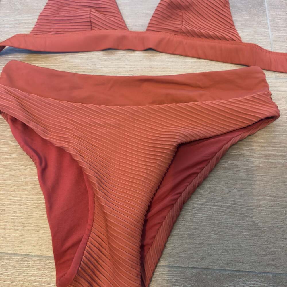 Zara Rust Ribbed Bikini Set Size Small - Picture 2 of 4